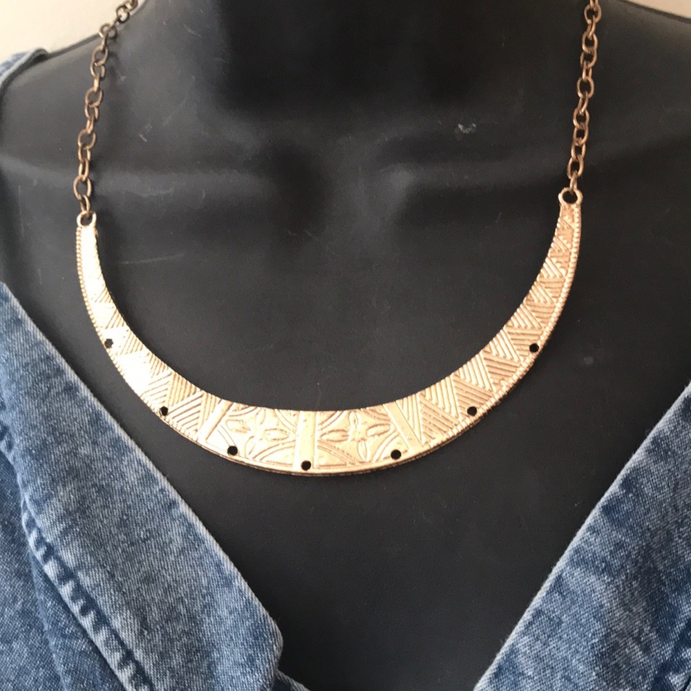 2/$30 Gold colored crescent fashion necklace adjustable